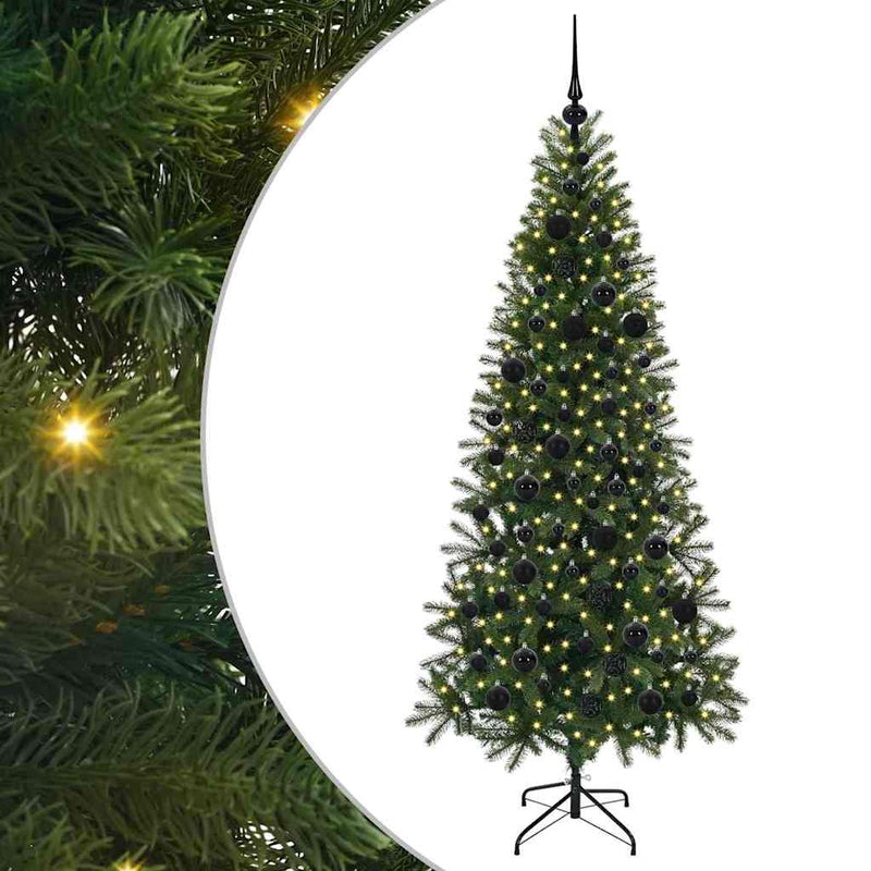 vidaXL Mű karácsonyfa 300 LED-del állvánnyal Zöld 180 cm PE és PVC