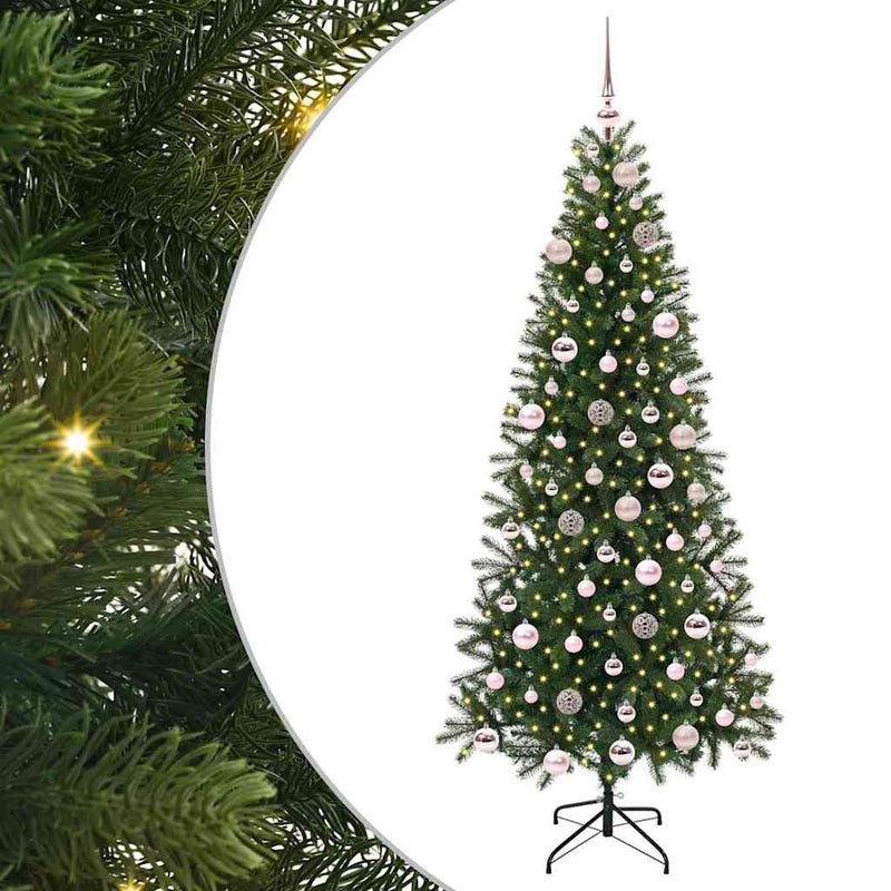 vidaXL Mű karácsonyfa 300 LED-del állvánnyal Zöld 180 cm PE és PVC