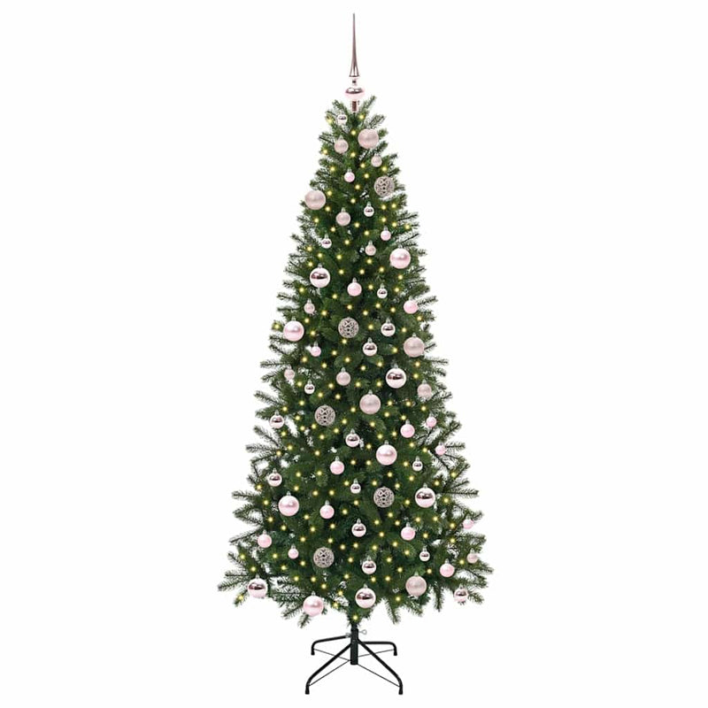 vidaXL Mű karácsonyfa 300 LED-del állvánnyal Zöld 180 cm PE és PVC