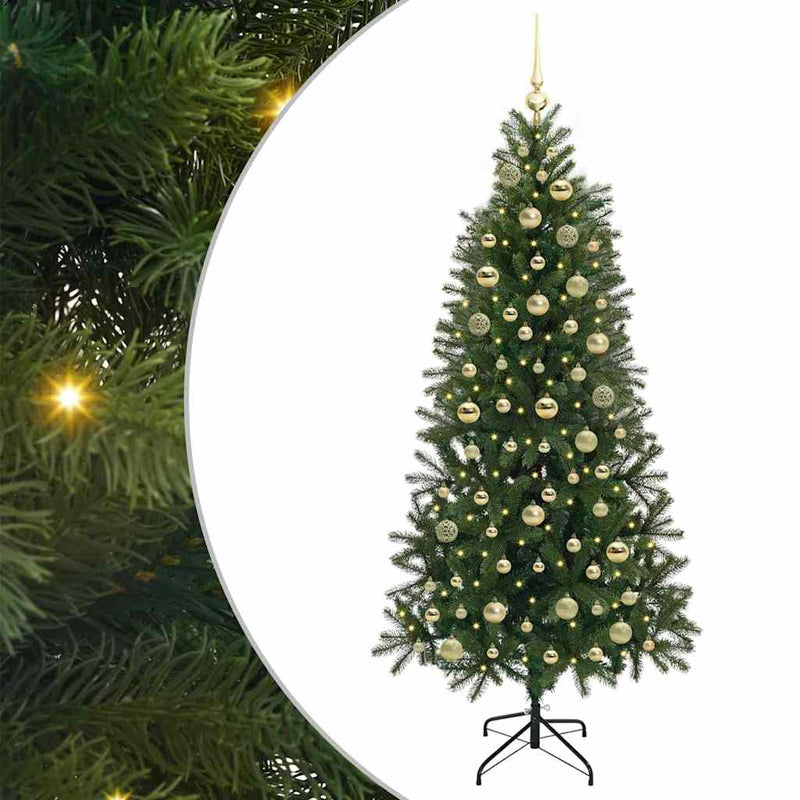 vidaXL Mű karácsonyfa 300 LED-del állvánnyal Zöld 180 cm PE és PVC