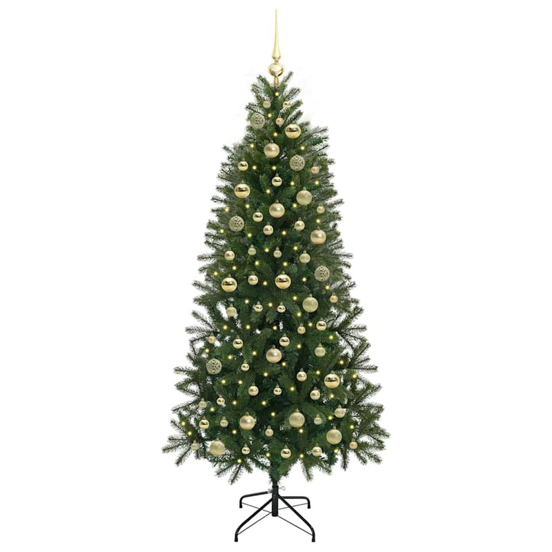 vidaXL Mű karácsonyfa 300 LED-del állvánnyal Zöld 180 cm PE és PVC