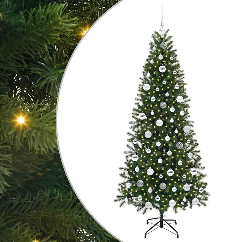 vidaXL Mű karácsonyfa 300 LED-del állvánnyal Zöld 180 cm PE és PVC