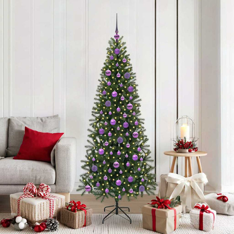 vidaXL Mű karácsonyfa 300 LED-del állvánnyal Zöld 180 cm PE és PVC