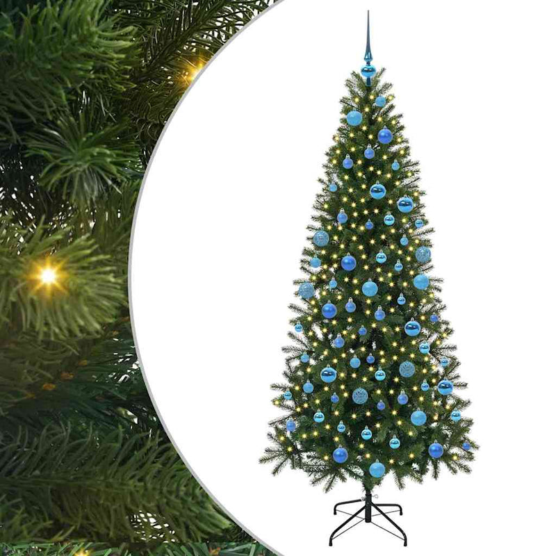 vidaXL Mű karácsonyfa 300 LED-del állvánnyal Zöld 180 cm PE és PVC