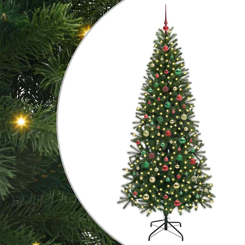 vidaXL Mű karácsonyfa 300 LED-del állvánnyal Zöld 180 cm PE és PVC