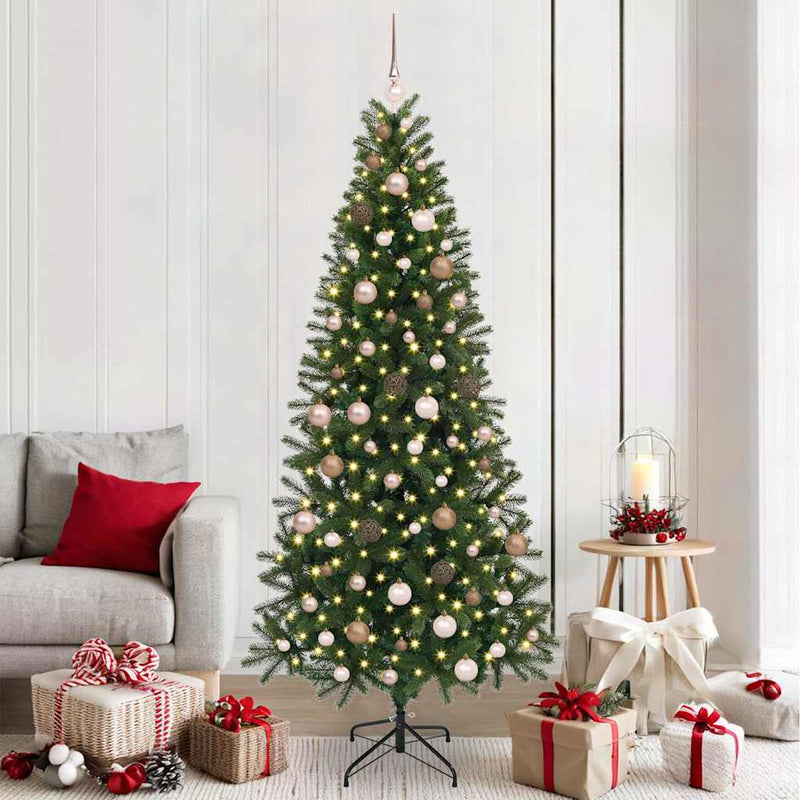 vidaXL Mű karácsonyfa 300 LED-del állvánnyal Zöld 210 cm PE és PVC
