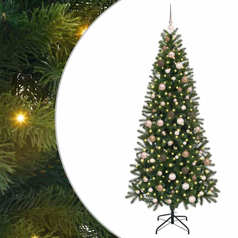 vidaXL Mű karácsonyfa 300 LED-del állvánnyal Zöld 210 cm PE és PVC