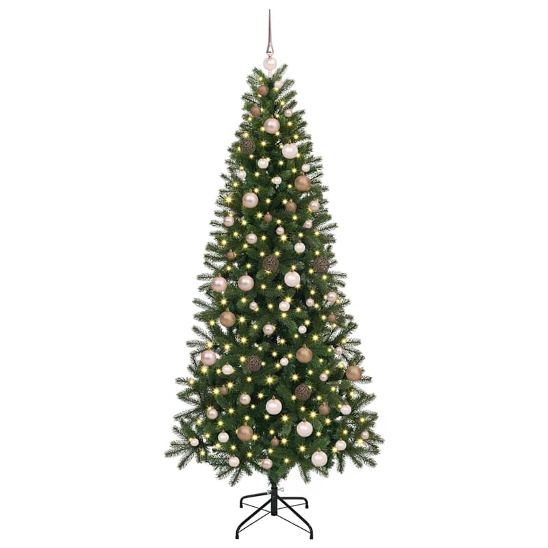 vidaXL Mű karácsonyfa 300 LED-del állvánnyal Zöld 210 cm PE és PVC