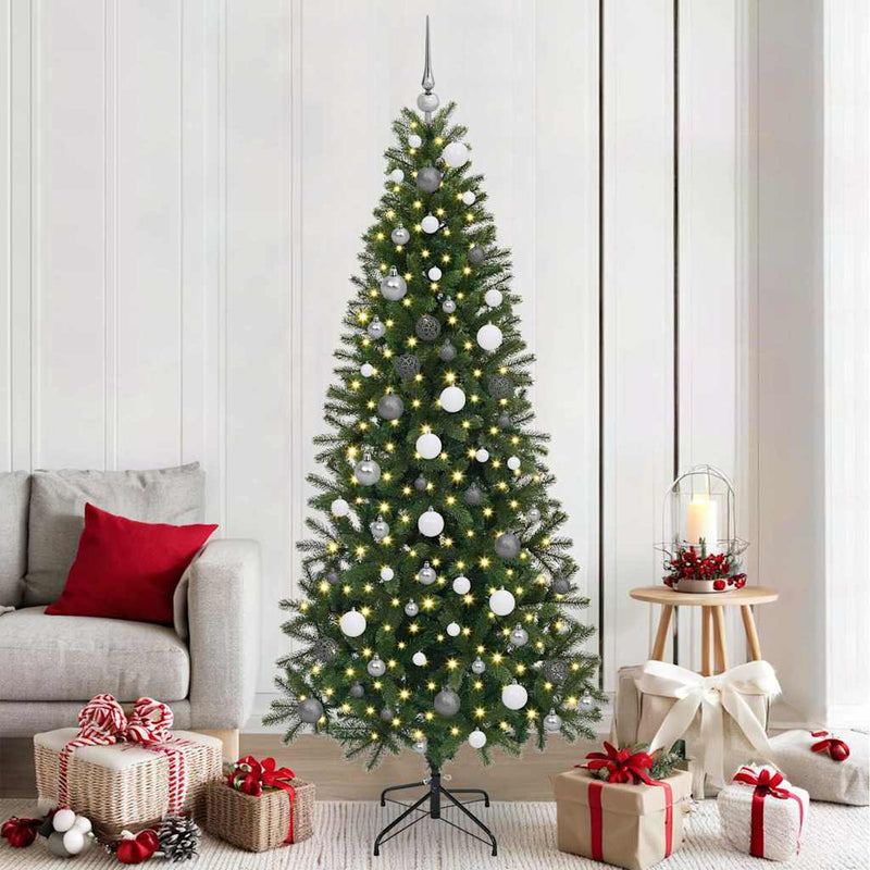 vidaXL Mű karácsonyfa 300 LED-del állvánnyal Zöld 210 cm PE és PVC