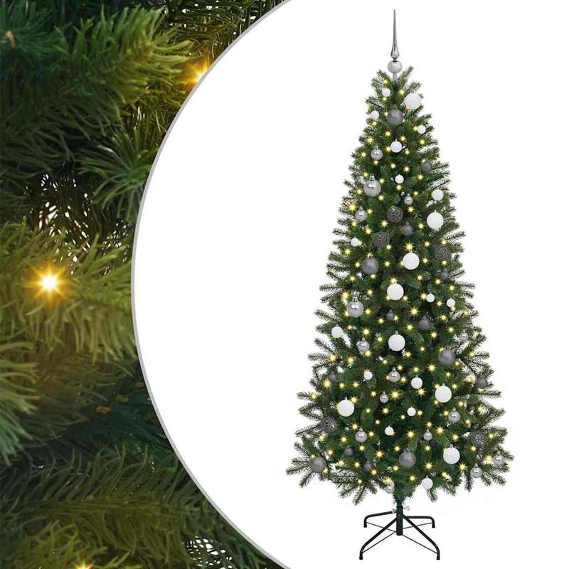 vidaXL Mű karácsonyfa 300 LED-del állvánnyal Zöld 210 cm PE és PVC