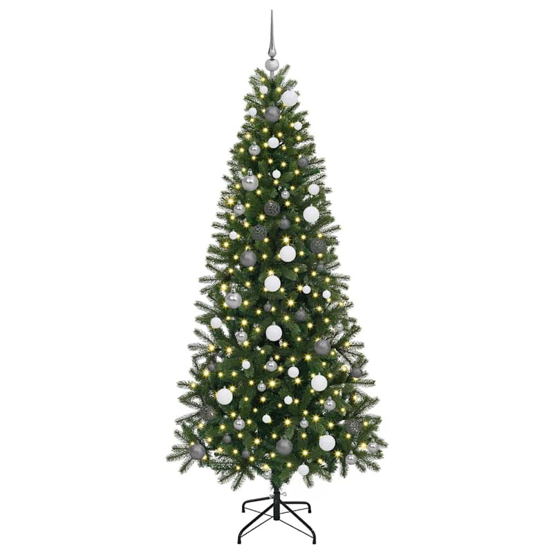 vidaXL Mű karácsonyfa 300 LED-del állvánnyal Zöld 210 cm PE és PVC