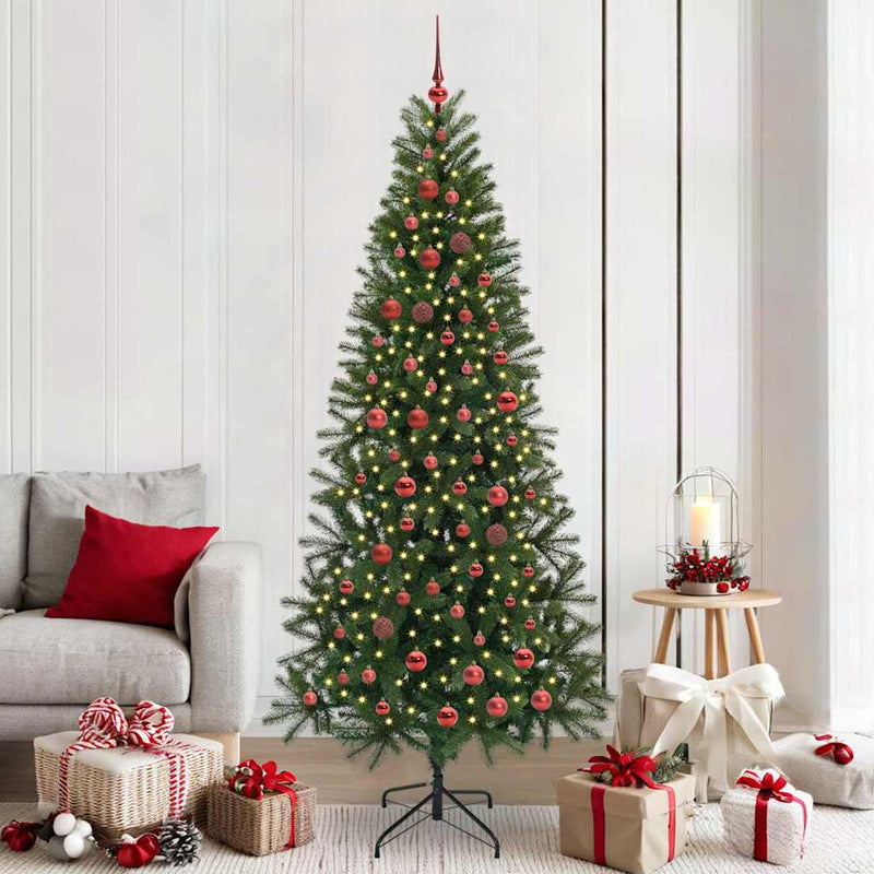 vidaXL Mű karácsonyfa 300 LED-del állvánnyal Zöld 210 cm PE és PVC