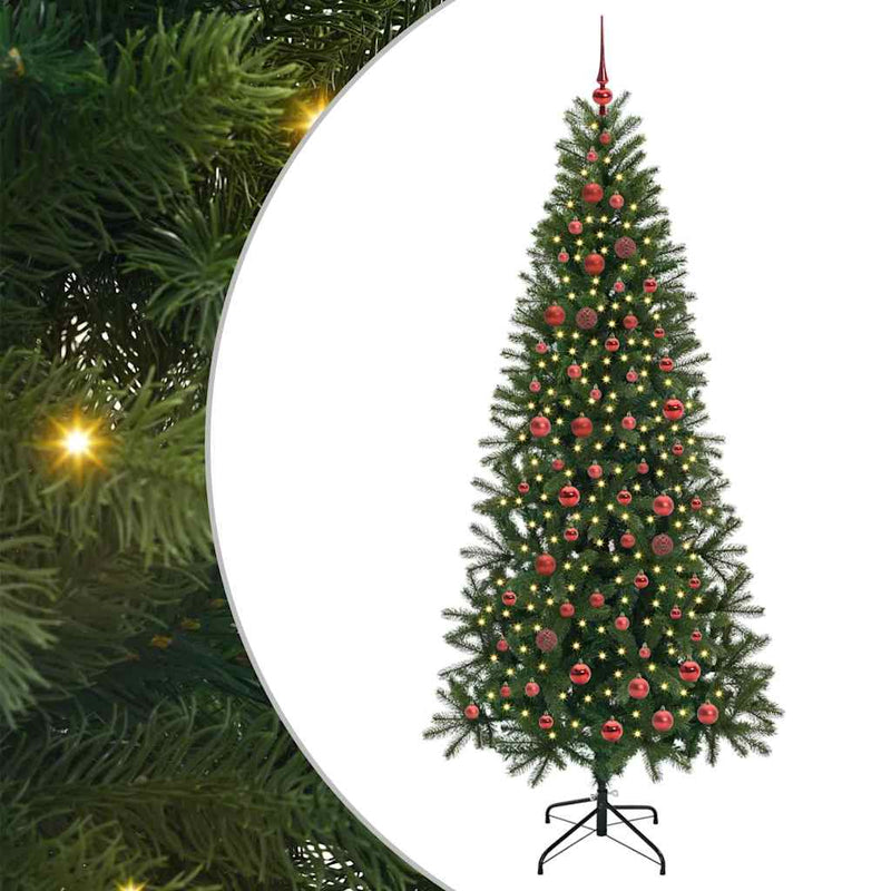 vidaXL Mű karácsonyfa 300 LED-del állvánnyal Zöld 210 cm PE és PVC