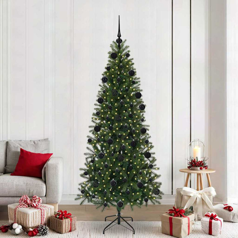 vidaXL Mű karácsonyfa 300 LED-del állvánnyal Zöld 210 cm PE és PVC
