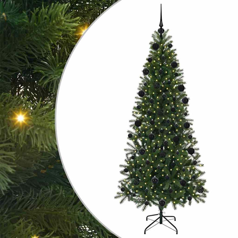 vidaXL Mű karácsonyfa 300 LED-del állvánnyal Zöld 210 cm PE és PVC