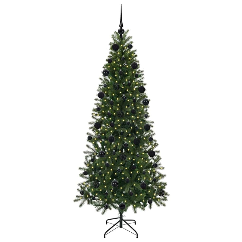 vidaXL Mű karácsonyfa 300 LED-del állvánnyal Zöld 210 cm PE és PVC