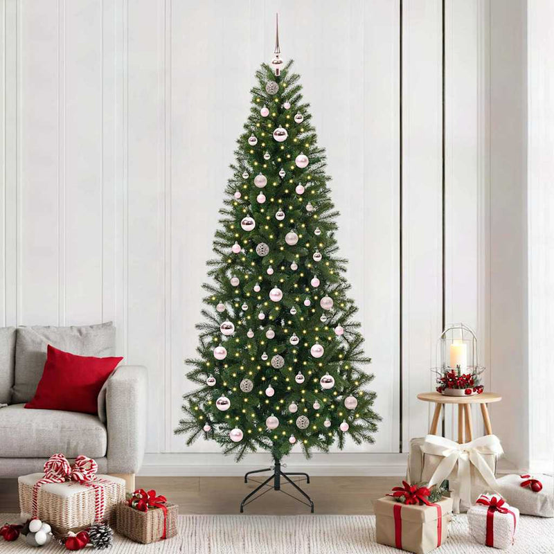 vidaXL Mű karácsonyfa 300 LED-del állvánnyal Zöld 210 cm PE és PVC