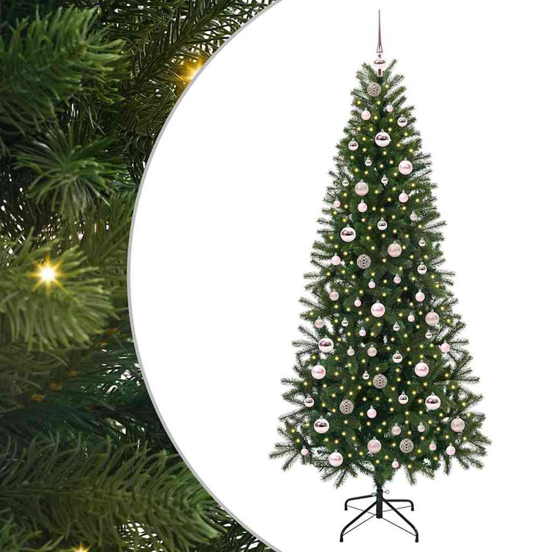 vidaXL Mű karácsonyfa 300 LED-del állvánnyal Zöld 210 cm PE és PVC