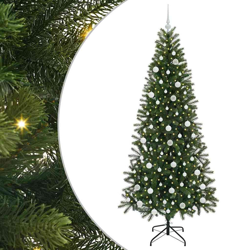 vidaXL Mű karácsonyfa 300 LED-del állvánnyal Zöld 210 cm PE és PVC