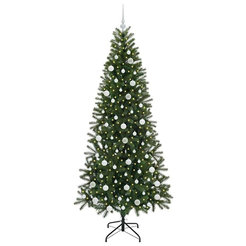 vidaXL Mű karácsonyfa 300 LED-del állvánnyal Zöld 210 cm PE és PVC