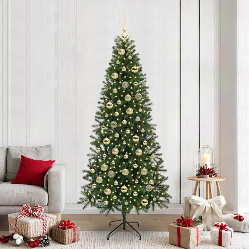 vidaXL Mű karácsonyfa 300 LED-del állvánnyal Zöld 210 cm PE és PVC