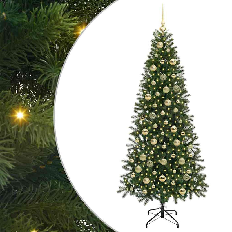 vidaXL Mű karácsonyfa 300 LED-del állvánnyal Zöld 210 cm PE és PVC