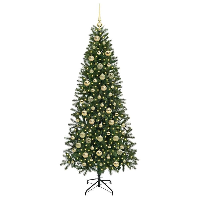 vidaXL Mű karácsonyfa 300 LED-del állvánnyal Zöld 210 cm PE és PVC