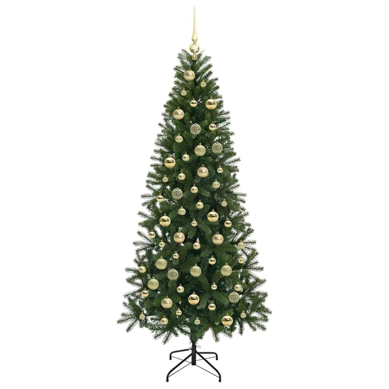 vidaXL Mű karácsonyfa 300 LED-del állvánnyal Zöld 210 cm PE és PVC