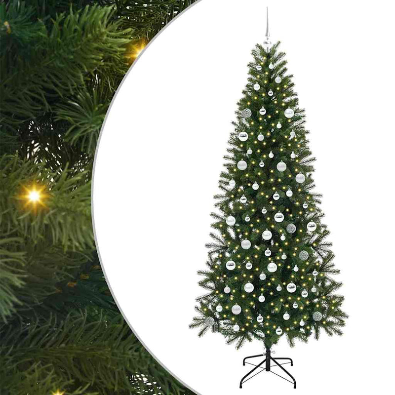 vidaXL Mű karácsonyfa 300 LED-del állvánnyal Zöld 210 cm PE és PVC
