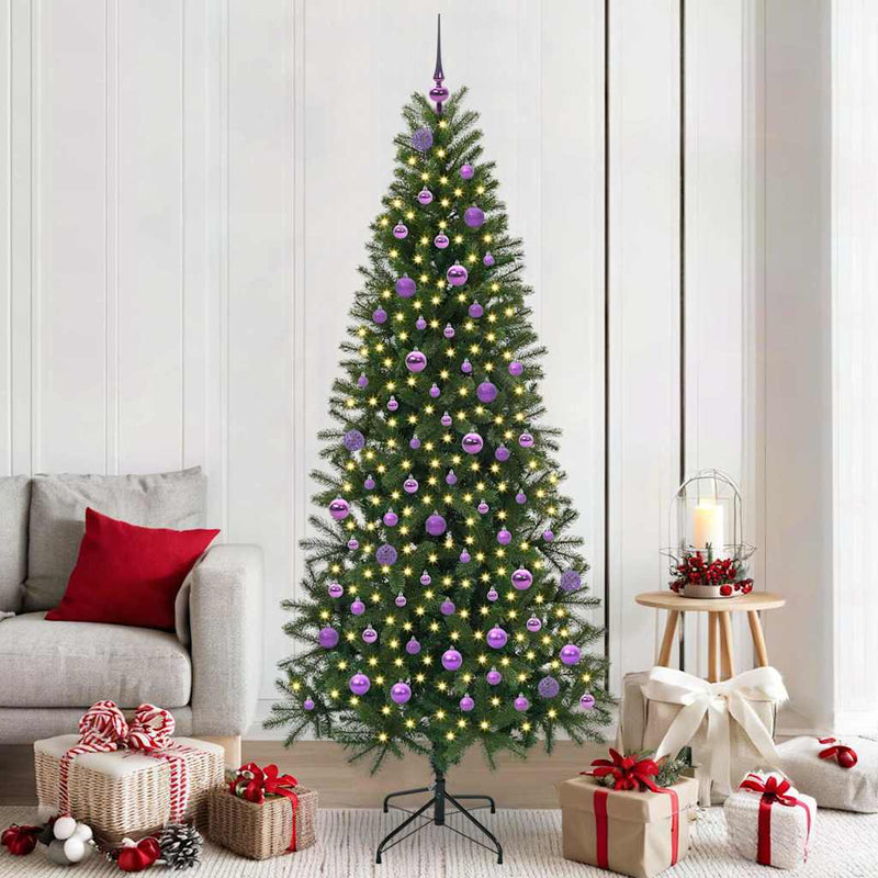 vidaXL Mű karácsonyfa 300 LED-del állvánnyal Zöld 210 cm PE és PVC