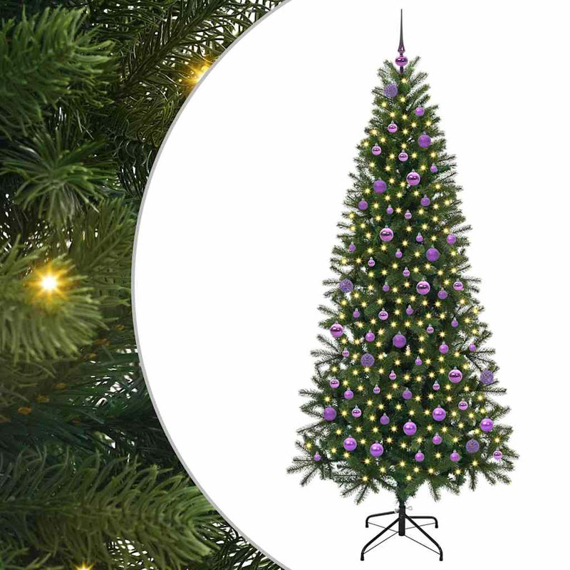 vidaXL Mű karácsonyfa 300 LED-del állvánnyal Zöld 210 cm PE és PVC