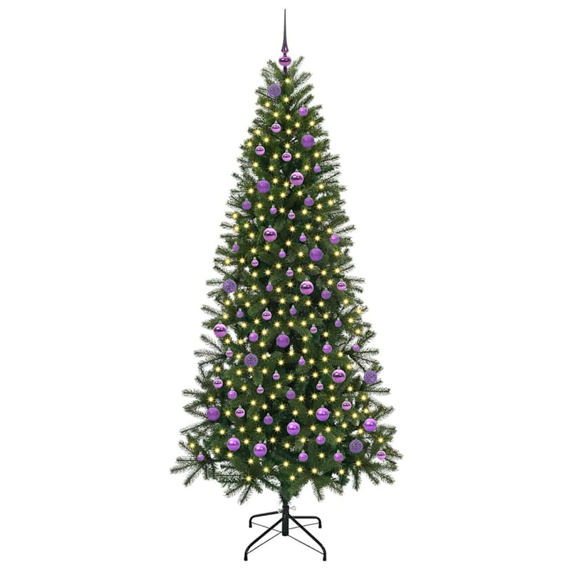 vidaXL Mű karácsonyfa 300 LED-del állvánnyal Zöld 210 cm PE és PVC