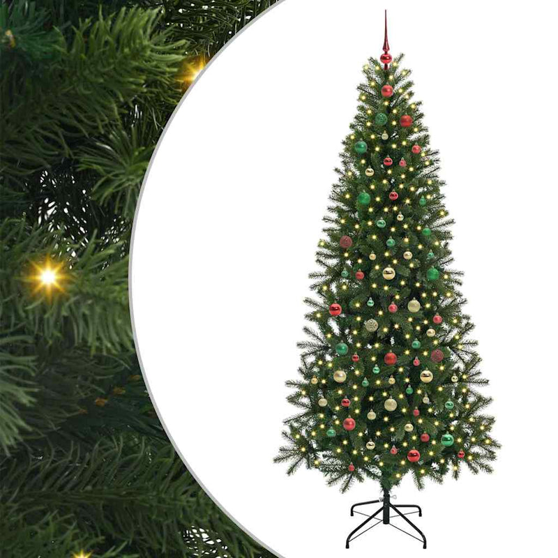 vidaXL Mű karácsonyfa 300 LED-del állvánnyal Zöld 210 cm PE és PVC