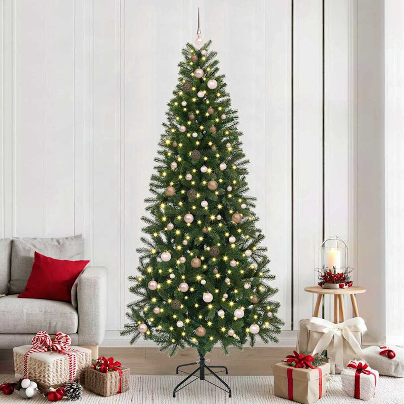 vidaXL Mű karácsonyfa 300 LED-del állvánnyal Zöld 240 cm PE és PVC