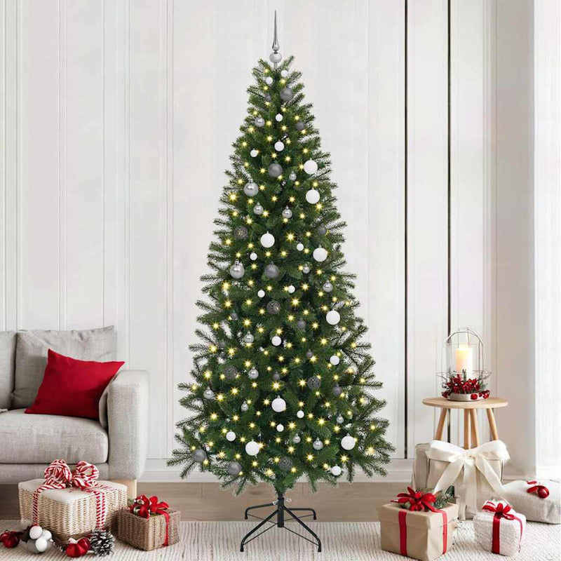 vidaXL Mű karácsonyfa 300 LED-del állvánnyal Zöld 240 cm PE és PVC