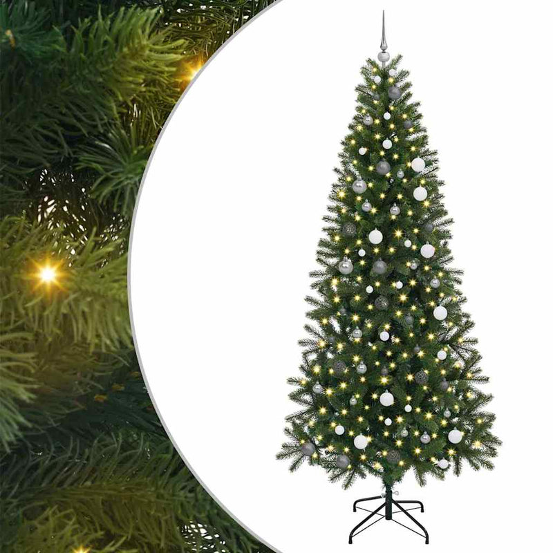 vidaXL Mű karácsonyfa 300 LED-del állvánnyal Zöld 240 cm PE és PVC