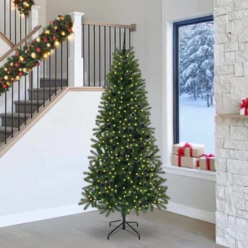 vidaXL Mű karácsonyfa 300 LED-del állvánnyal Zöld 240 cm PE és PVC