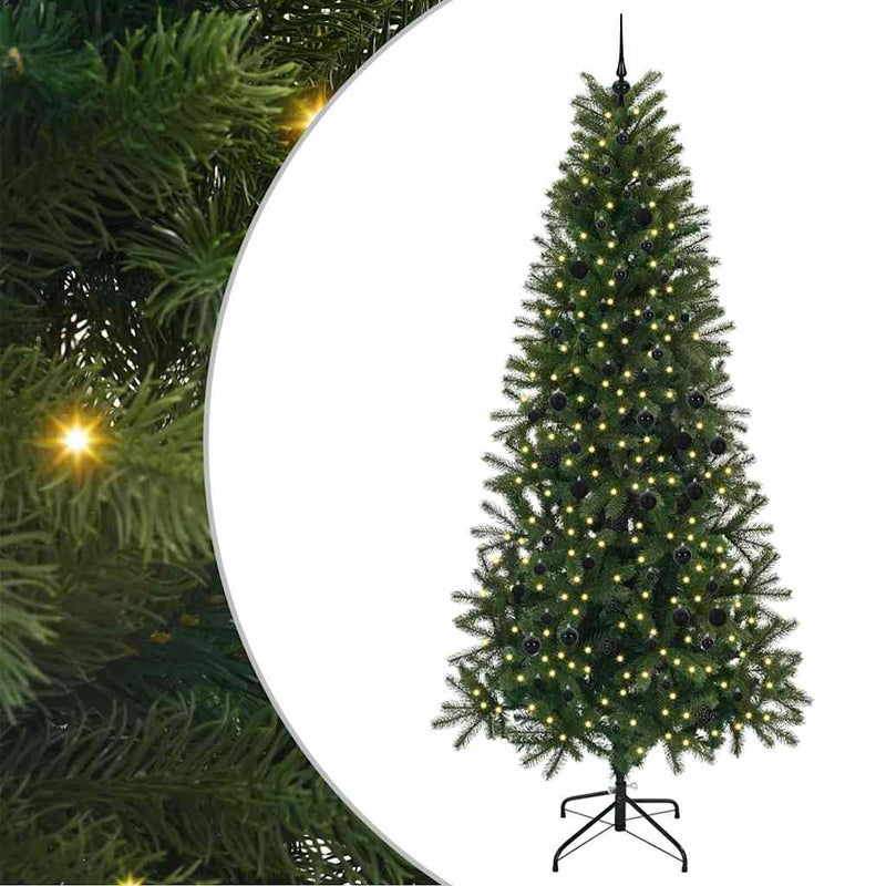 vidaXL Mű karácsonyfa 300 LED-del állvánnyal Zöld 240 cm PE és PVC