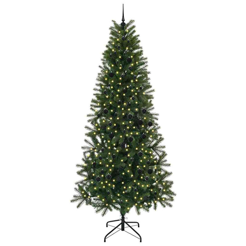 vidaXL Mű karácsonyfa 300 LED-del állvánnyal Zöld 240 cm PE és PVC