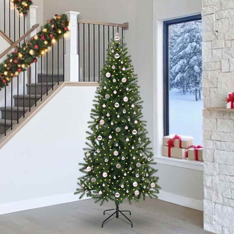 vidaXL Mű karácsonyfa 300 LED-del állvánnyal Zöld 240 cm PE és PVC