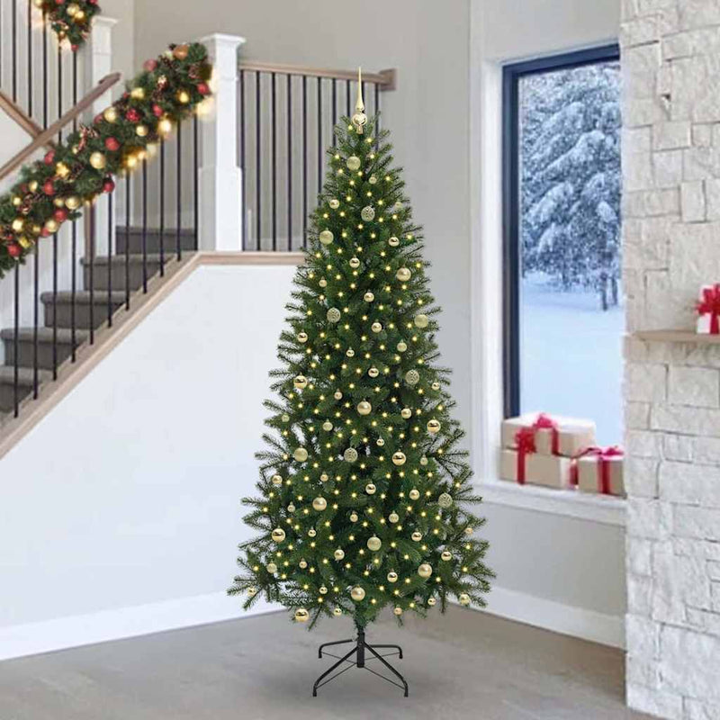 vidaXL Mű karácsonyfa 300 LED-del állvánnyal Zöld 240 cm PE és PVC