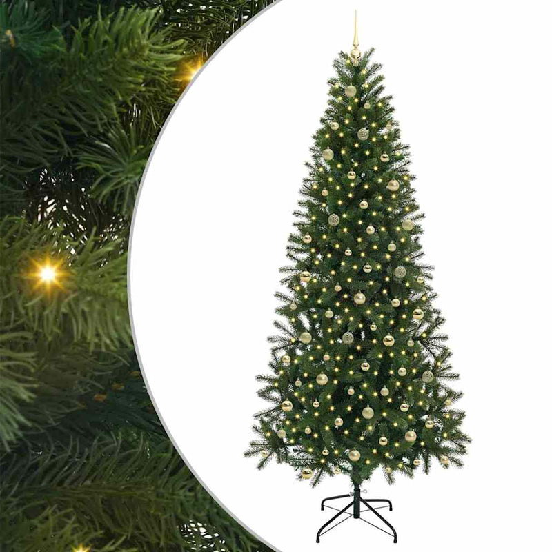 vidaXL Mű karácsonyfa 300 LED-del állvánnyal Zöld 240 cm PE és PVC