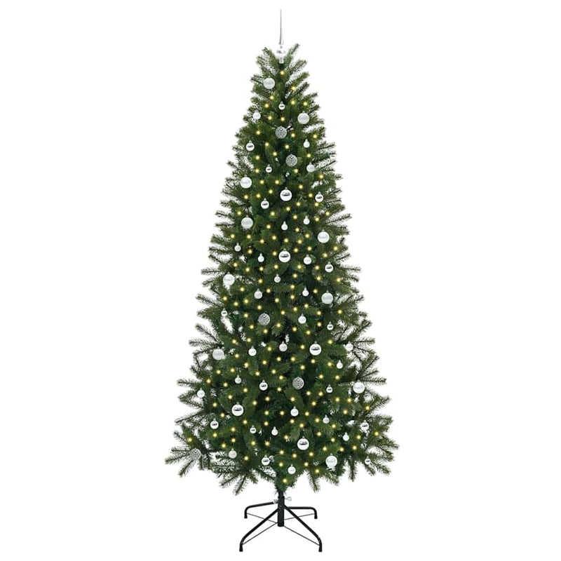 vidaXL Mű karácsonyfa 300 LED-del állvánnyal Zöld 240 cm PE és PVC