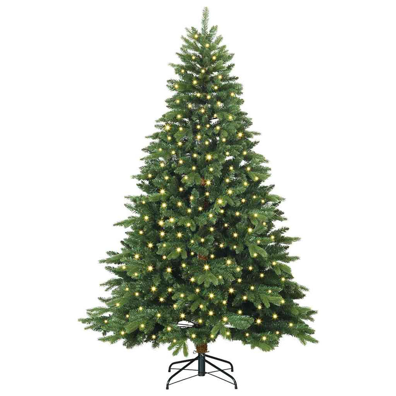 vidaXL Mű karácsonyfa 300 LED-del állvánnyal Zöld 180 cm PE és PVC