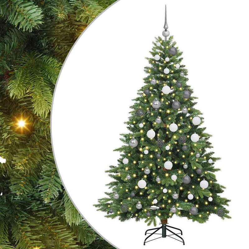 vidaXL Mű karácsonyfa 300 LED-del állvánnyal Zöld 180 cm PE és PVC