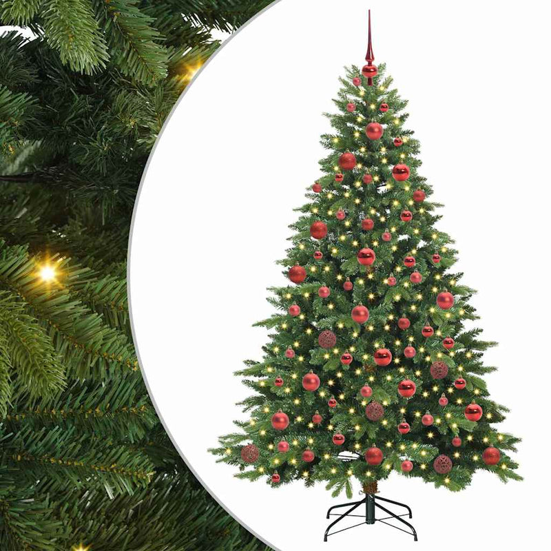 vidaXL Mű karácsonyfa 300 LED-del állvánnyal Zöld 180 cm PE és PVC