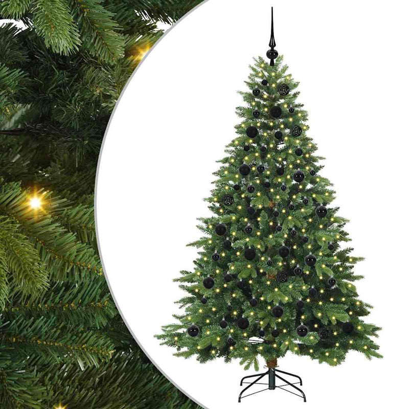 vidaXL Mű karácsonyfa 300 LED-del állvánnyal Zöld 180 cm PE és PVC