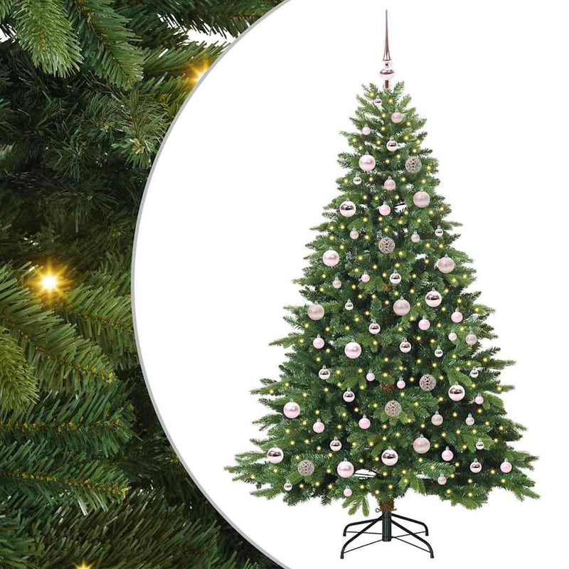 vidaXL Mű karácsonyfa 300 LED-del állvánnyal Zöld 180 cm PE és PVC