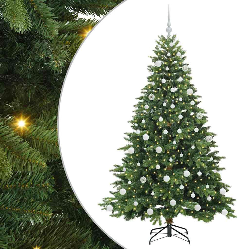 vidaXL Mű karácsonyfa 300 LED-del állvánnyal Zöld 180 cm PE és PVC