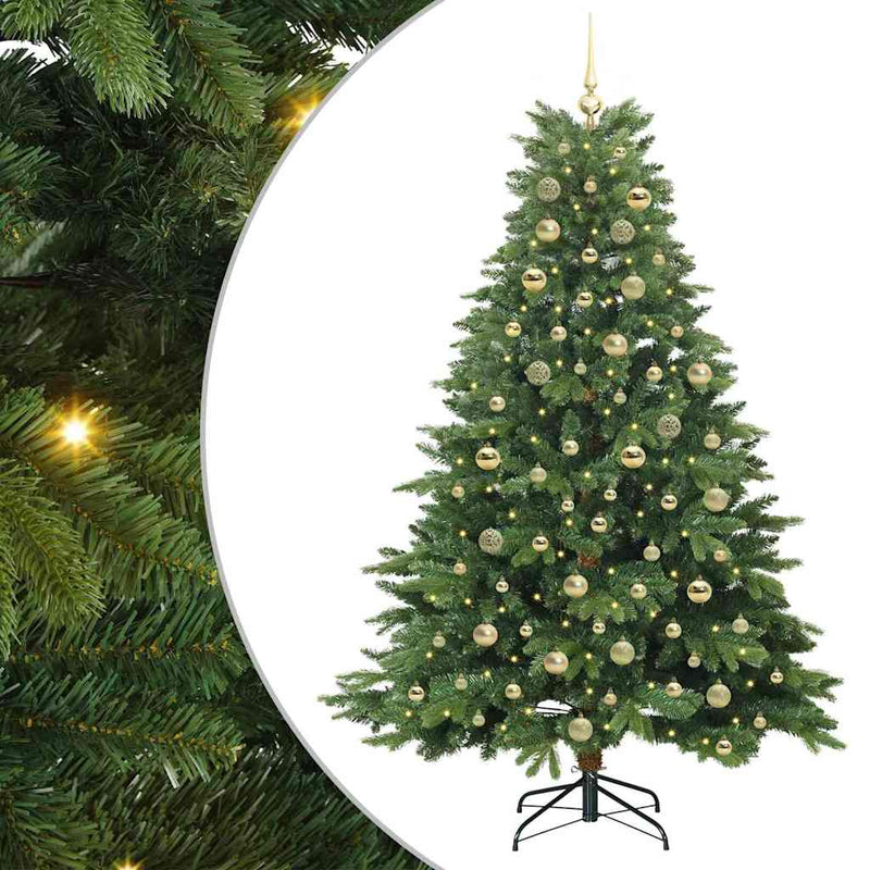 vidaXL Mű karácsonyfa 300 LED-del állvánnyal Zöld 180 cm PE és PVC